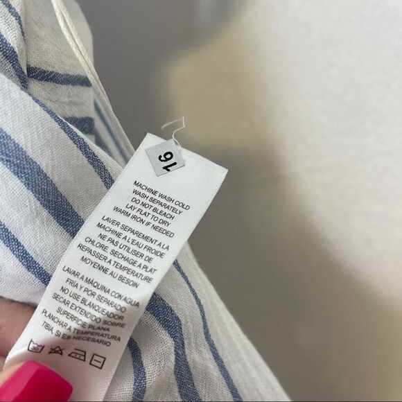 FRAME Striped Cotton Gauze Cover Up Dress One Size - Picture 10 of 10